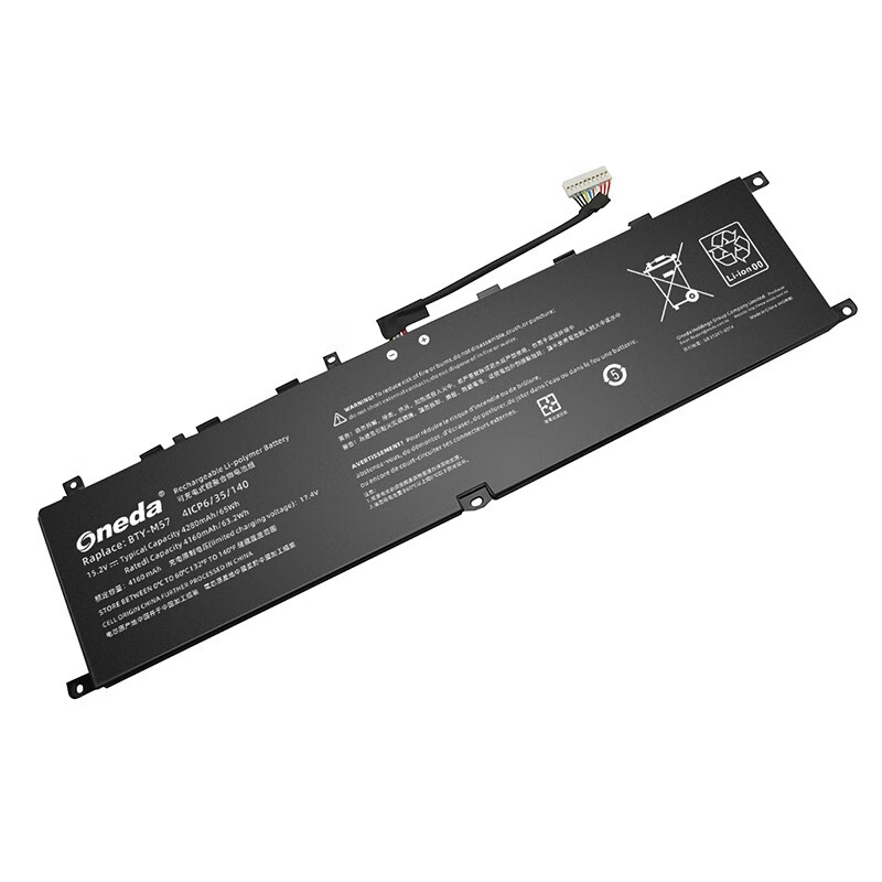 Oneda 适配于微星 MSI BTY-M57 系列 GP66 笔记本电池 [锂聚合物电池4芯4280mAh/65Wh] 