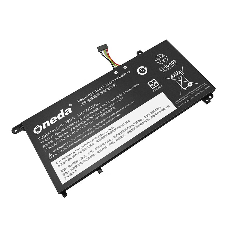 Oneda 适配于联想 Lenovo L19C3PDA 系列 L19L3PDA 笔记本电池 [锂聚合物电池3芯3907mAh/45WH] 