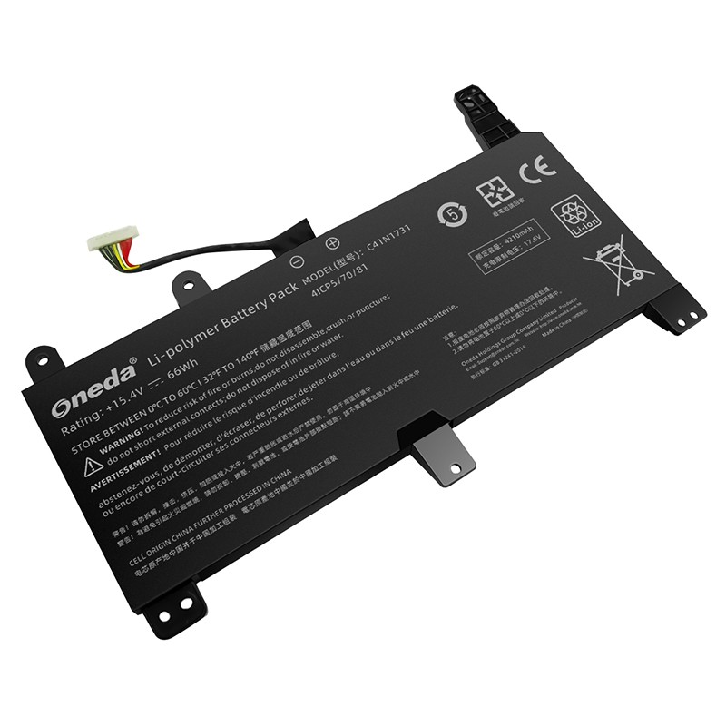 Oneda New Laptop Battery for ASUS C41N1731 Series 枪神2 Plus [Li-polymer 4-cell 66Wh] 