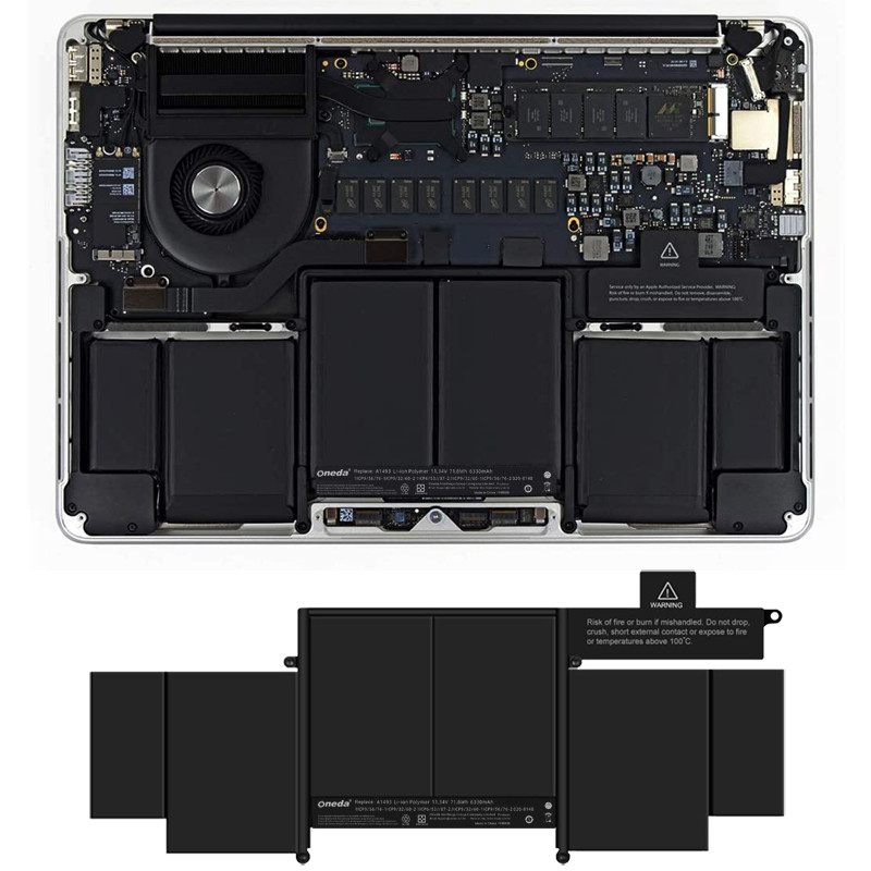 Oneda 适配于Apple苹果 A1493 系列 MacBook Pro 13 A1502 2013年款 笔记本电池 [锂聚合物电池6芯71.8Wh/6330mAh] 