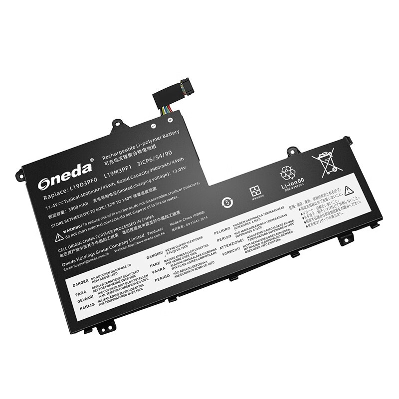 Oneda 适配于联想 Lenovo L19D3PF0 系列 L19C3PF0 笔记本电池 [锂聚合物电池3芯4000mAh/45Wh] 