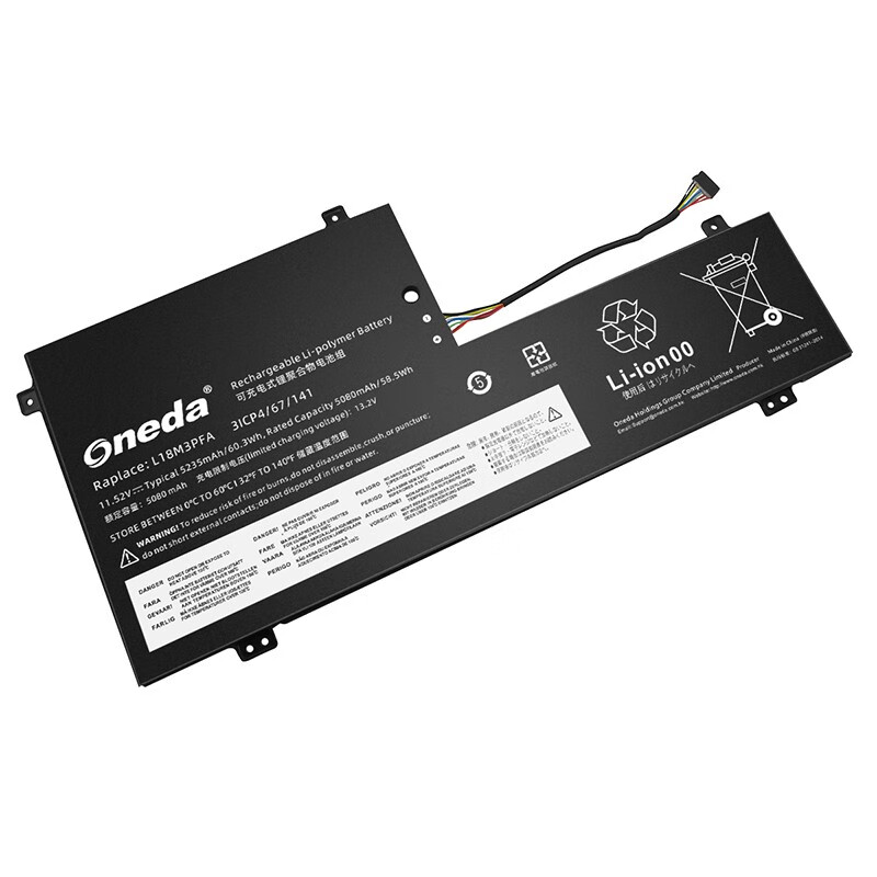 Oneda 适配于联想 Lenovo L18M3PFA 系列 Yoga C740-15IML 笔记本电池 [锂聚合物电池3芯5235mAh/60.3Wh] 