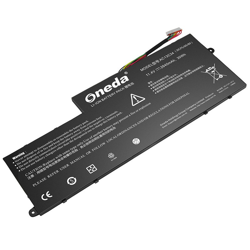 Oneda New Laptop Battery for  Acer AC13C34 Series AC13C34(31CP5/60/80) [Li-polymer 3-cell 2640mAh/30Wh] 